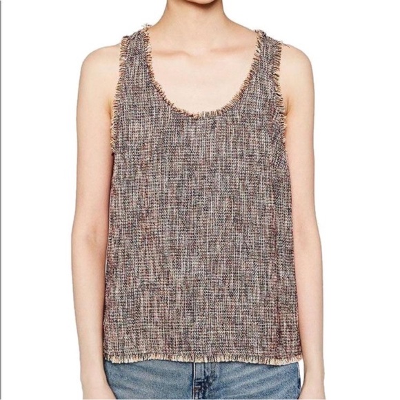 Zara multicolor tweed Raw edge fringe sleeveless tank top Fall colors - Picture 3 of 8